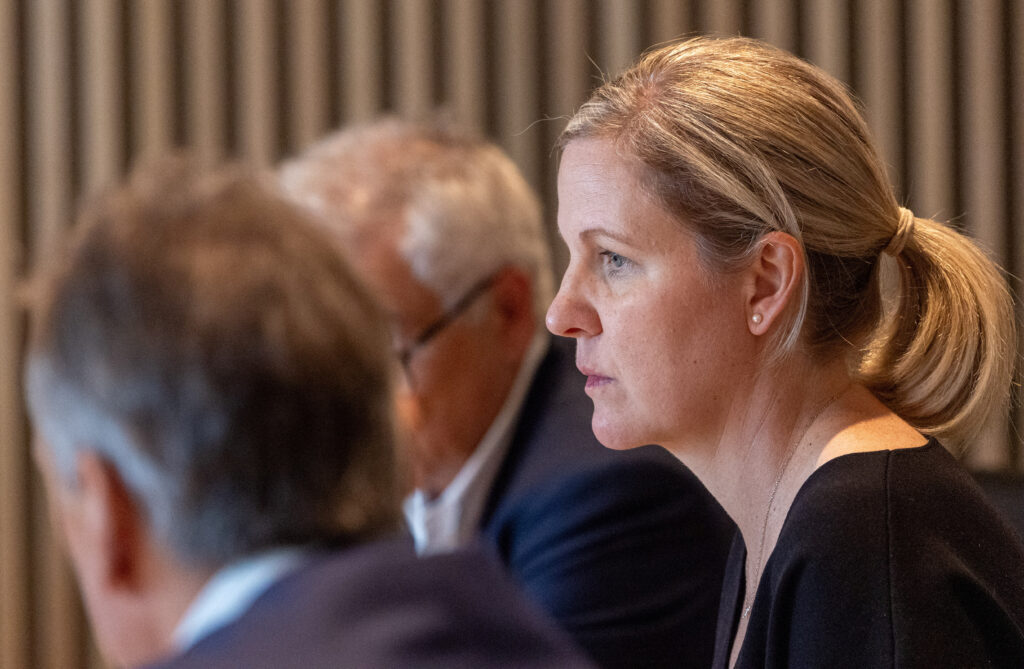 Newly elected President of the International Olympic Committee (IOC) Kirsty Coventry attends her first Executive Board meeting at the Olympic House in Lausanne, Switzerland, June 25, 2025. REUTERS/Denis Balibouse